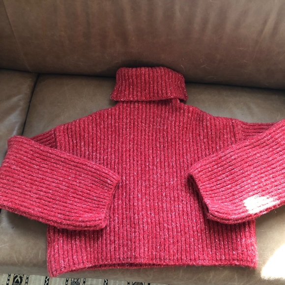 Goddess cropped ribbed turtleneck sweater cozy knit bohemian layer fall winter - Picture 2 of 8